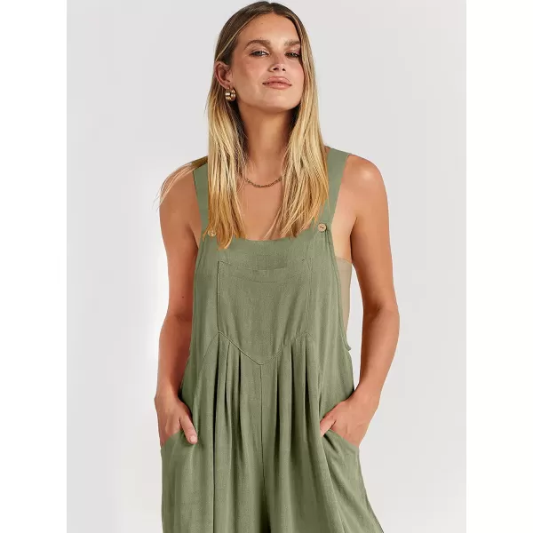 imageANRABESS Womens Overalls Jumpsuit Casual Loose Sleeveless Adjustable Straps Bib Wide Leg Outfits with PocketsPea Green