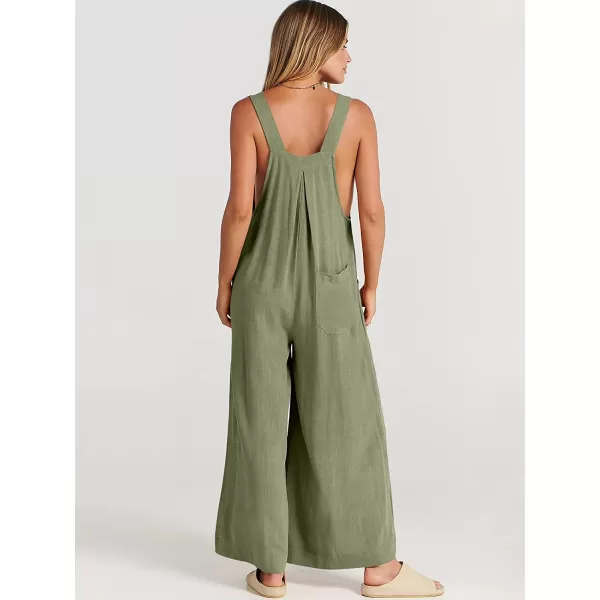 imageANRABESS Womens Overalls Jumpsuit Casual Loose Sleeveless Adjustable Straps Bib Wide Leg Outfits with PocketsPea Green