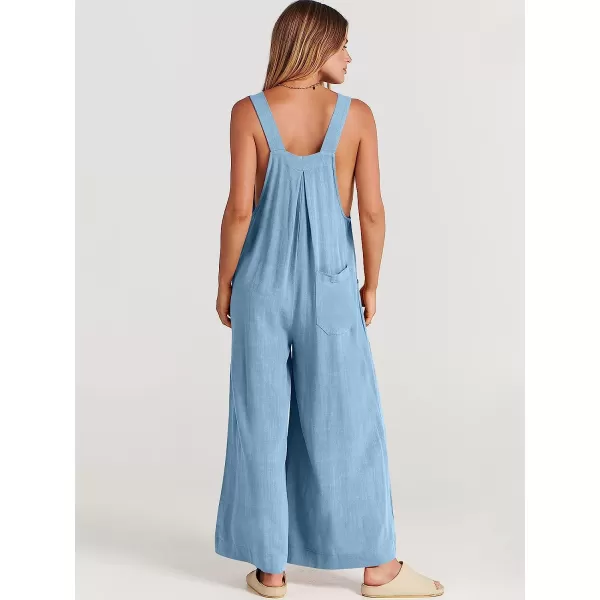 imageANRABESS Womens Overalls Jumpsuit Casual Loose Sleeveless Adjustable Straps Bib Wide Leg Outfits with PocketsSky