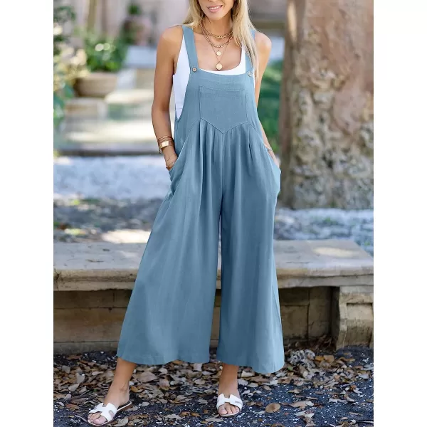 imageANRABESS Womens Overalls Jumpsuit Casual Loose Sleeveless Adjustable Straps Bib Wide Leg Outfits with PocketsSky