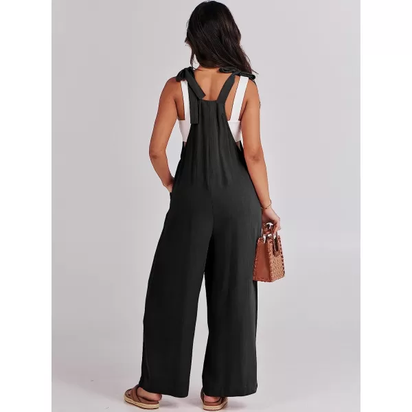 imageANRABESS Womens Overalls Jumpsuit Casual Loose Sleeveless Adjustable Tie Straps Bib Wide Leg Outfits with PocketsBlack