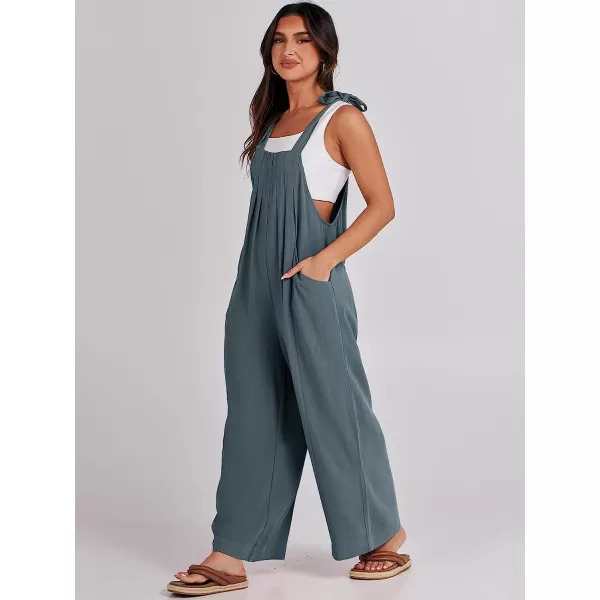 imageANRABESS Womens Overalls Jumpsuit Casual Loose Sleeveless Adjustable Tie Straps Bib Wide Leg Outfits with PocketsDark Grey