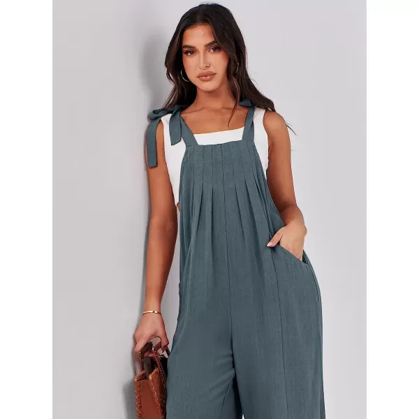 imageANRABESS Womens Overalls Jumpsuit Casual Loose Sleeveless Adjustable Tie Straps Bib Wide Leg Outfits with PocketsDark Grey