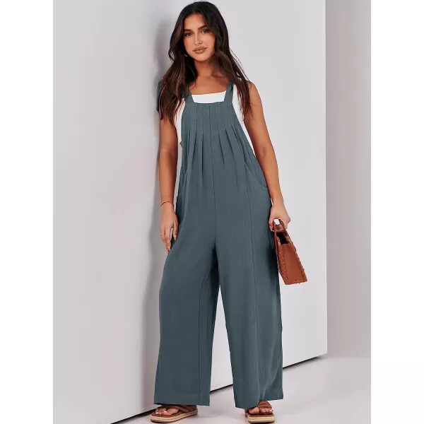 imageANRABESS Womens Overalls Jumpsuit Casual Loose Sleeveless Adjustable Tie Straps Bib Wide Leg Outfits with PocketsDark Grey