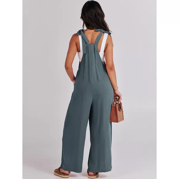 imageANRABESS Womens Overalls Jumpsuit Casual Loose Sleeveless Adjustable Tie Straps Bib Wide Leg Outfits with PocketsDark Grey