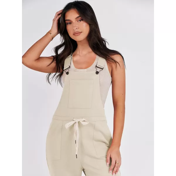 imageANRABESS Womens Overalls Jumpsuit Casual Sleeveless Adjustable Tie Straps Drawstring Jumpers Outfits with PocketsApricot