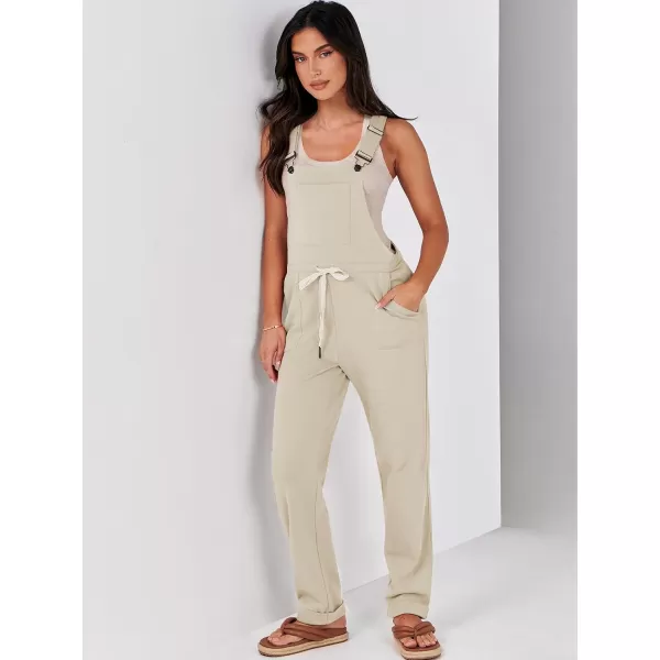 imageANRABESS Womens Overalls Jumpsuit Casual Sleeveless Adjustable Tie Straps Drawstring Jumpers Outfits with PocketsApricot