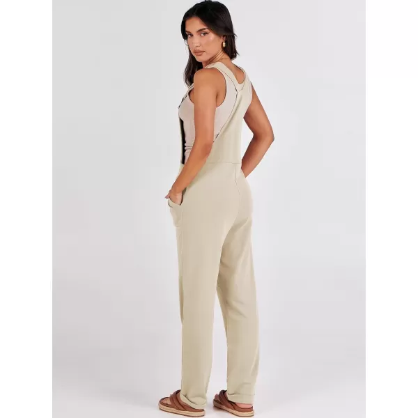 imageANRABESS Womens Overalls Jumpsuit Casual Sleeveless Adjustable Tie Straps Drawstring Jumpers Outfits with PocketsApricot