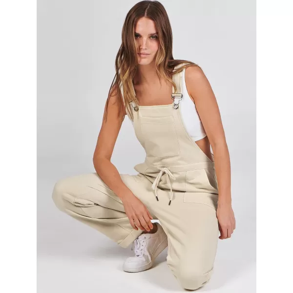 imageANRABESS Womens Overalls Jumpsuit Casual Sleeveless Adjustable Tie Straps Drawstring Jumpers Outfits with PocketsApricot