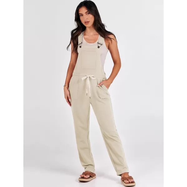 imageANRABESS Womens Overalls Jumpsuit Casual Sleeveless Adjustable Tie Straps Drawstring Jumpers Outfits with PocketsApricot