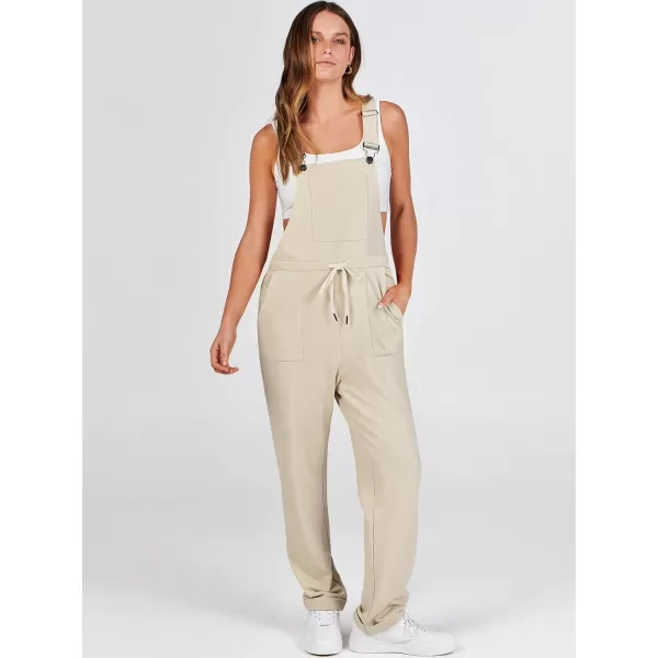 imageANRABESS Womens Overalls Jumpsuit Casual Sleeveless Adjustable Tie Straps Drawstring Jumpers Outfits with PocketsApricot