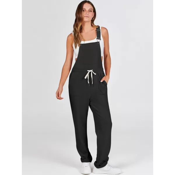 imageANRABESS Womens Overalls Jumpsuit Casual Sleeveless Adjustable Tie Straps Drawstring Jumpers Outfits with PocketsBlack