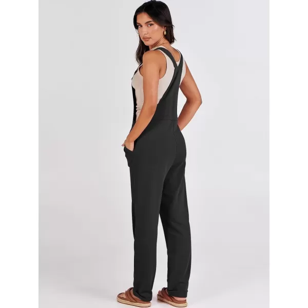 imageANRABESS Womens Overalls Jumpsuit Casual Sleeveless Adjustable Tie Straps Drawstring Jumpers Outfits with PocketsBlack