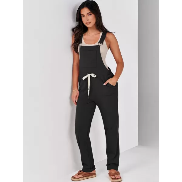 imageANRABESS Womens Overalls Jumpsuit Casual Sleeveless Adjustable Tie Straps Drawstring Jumpers Outfits with PocketsBlack