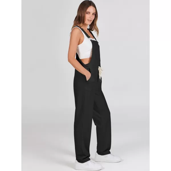 imageANRABESS Womens Overalls Jumpsuit Casual Sleeveless Adjustable Tie Straps Drawstring Jumpers Outfits with PocketsBlack