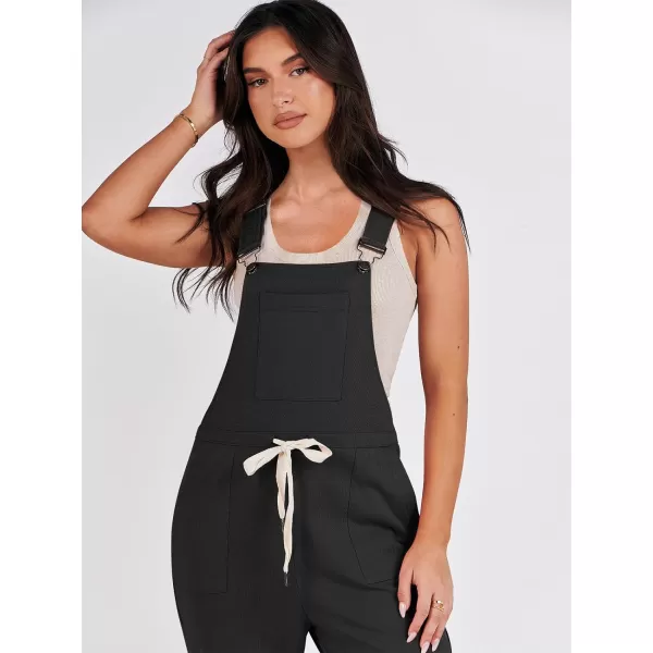imageANRABESS Womens Overalls Jumpsuit Casual Sleeveless Adjustable Tie Straps Drawstring Jumpers Outfits with PocketsBlack