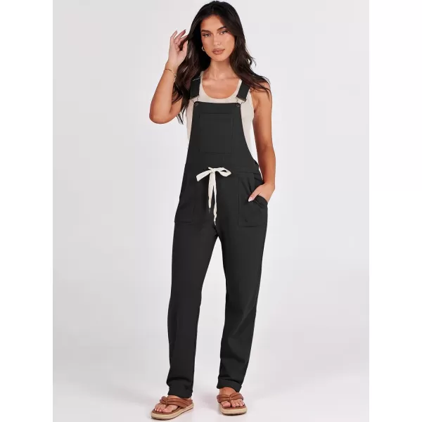 imageANRABESS Womens Overalls Jumpsuit Casual Sleeveless Adjustable Tie Straps Drawstring Jumpers Outfits with PocketsBlack