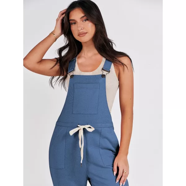 imageANRABESS Womens Overalls Jumpsuit Casual Sleeveless Adjustable Tie Straps Drawstring Jumpers Outfits with PocketsDeep Blue
