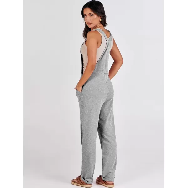 imageANRABESS Womens Overalls Jumpsuit Casual Sleeveless Adjustable Tie Straps Drawstring Jumpers Outfits with PocketsGray