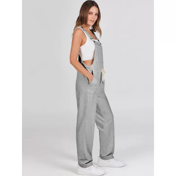 imageANRABESS Womens Overalls Jumpsuit Casual Sleeveless Adjustable Tie Straps Drawstring Jumpers Outfits with PocketsGray