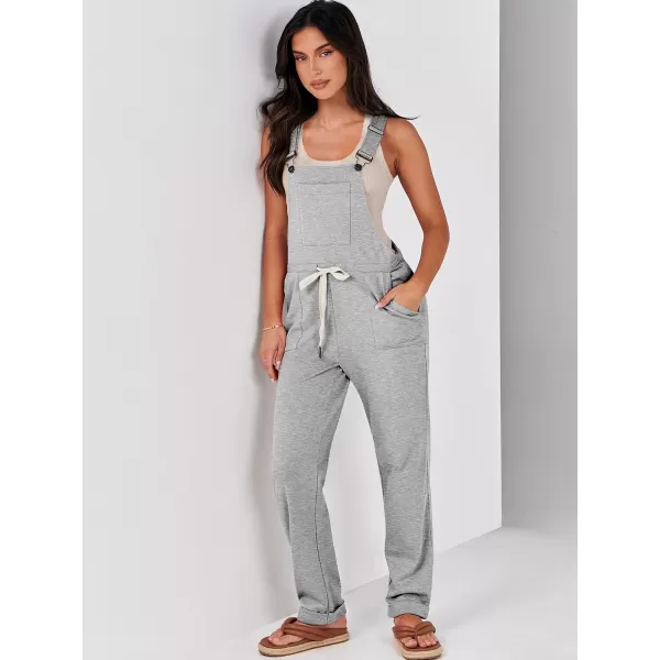 imageANRABESS Womens Overalls Jumpsuit Casual Sleeveless Adjustable Tie Straps Drawstring Jumpers Outfits with PocketsGray