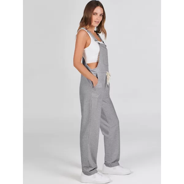 imageANRABESS Womens Overalls Jumpsuit Casual Sleeveless Adjustable Tie Straps Drawstring Jumpers Outfits with PocketsGrey