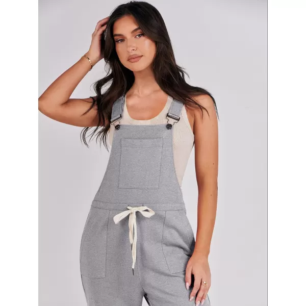 imageANRABESS Womens Overalls Jumpsuit Casual Sleeveless Adjustable Tie Straps Drawstring Jumpers Outfits with PocketsGrey
