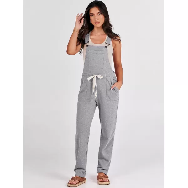 imageANRABESS Womens Overalls Jumpsuit Casual Sleeveless Adjustable Tie Straps Drawstring Jumpers Outfits with PocketsGrey