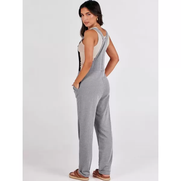 imageANRABESS Womens Overalls Jumpsuit Casual Sleeveless Adjustable Tie Straps Drawstring Jumpers Outfits with PocketsGrey