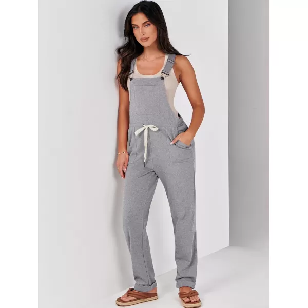 imageANRABESS Womens Overalls Jumpsuit Casual Sleeveless Adjustable Tie Straps Drawstring Jumpers Outfits with PocketsGrey