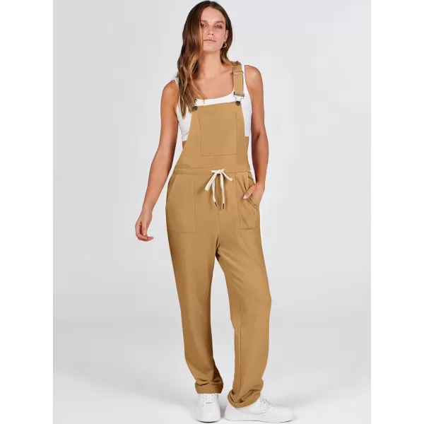imageANRABESS Womens Overalls Jumpsuit Casual Sleeveless Adjustable Tie Straps Drawstring Jumpers Outfits with PocketsKhaki