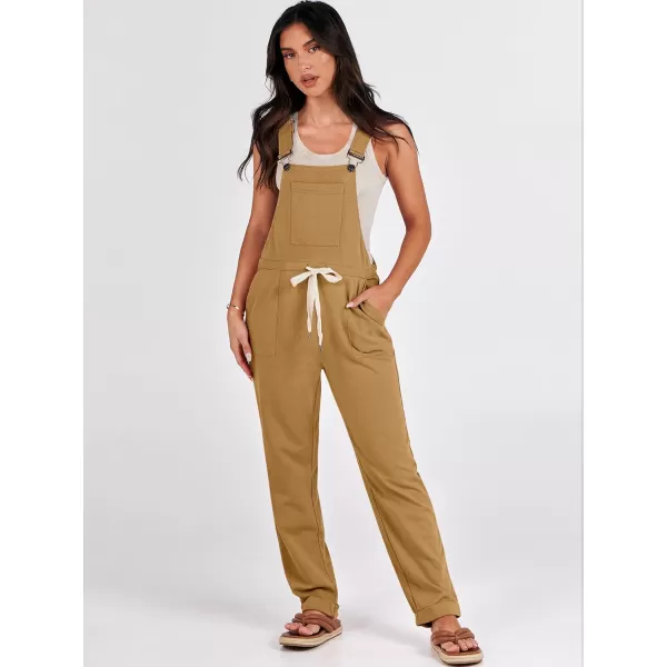 imageANRABESS Womens Overalls Jumpsuit Casual Sleeveless Adjustable Tie Straps Drawstring Jumpers Outfits with PocketsKhaki