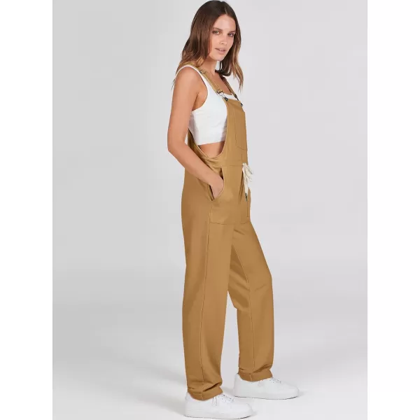imageANRABESS Womens Overalls Jumpsuit Casual Sleeveless Adjustable Tie Straps Drawstring Jumpers Outfits with PocketsKhaki