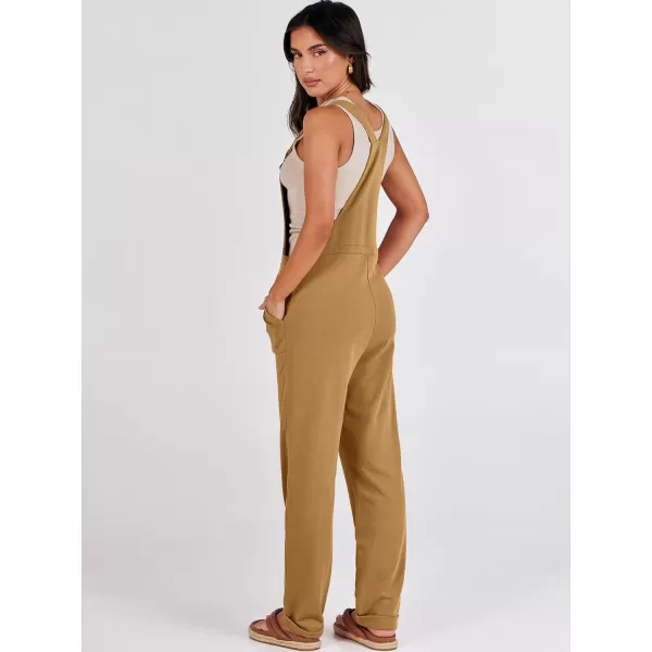 imageANRABESS Womens Overalls Jumpsuit Casual Sleeveless Adjustable Tie Straps Drawstring Jumpers Outfits with PocketsKhaki