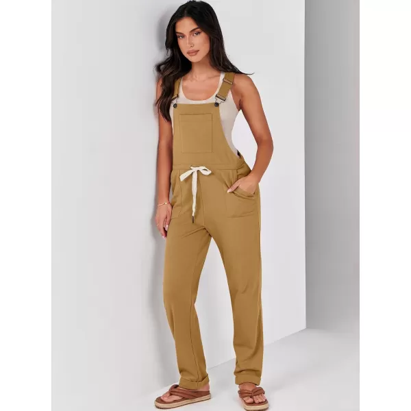 imageANRABESS Womens Overalls Jumpsuit Casual Sleeveless Adjustable Tie Straps Drawstring Jumpers Outfits with PocketsKhaki