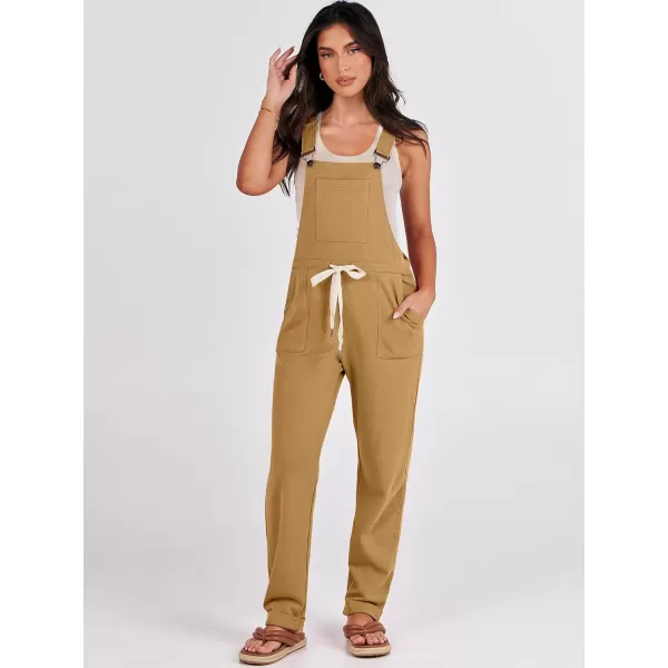 imageANRABESS Womens Overalls Jumpsuit Casual Sleeveless Adjustable Tie Straps Drawstring Jumpers Outfits with PocketsKhaki