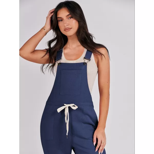 imageANRABESS Womens Overalls Jumpsuit Casual Sleeveless Adjustable Tie Straps Drawstring Jumpers Outfits with PocketsNavy Blue