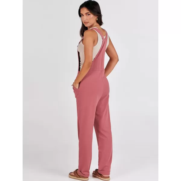 imageANRABESS Womens Overalls Jumpsuit Casual Sleeveless Adjustable Tie Straps Drawstring Jumpers Outfits with PocketsOrange