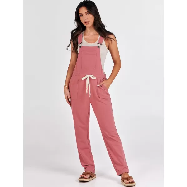 imageANRABESS Womens Overalls Jumpsuit Casual Sleeveless Adjustable Tie Straps Drawstring Jumpers Outfits with PocketsOrange