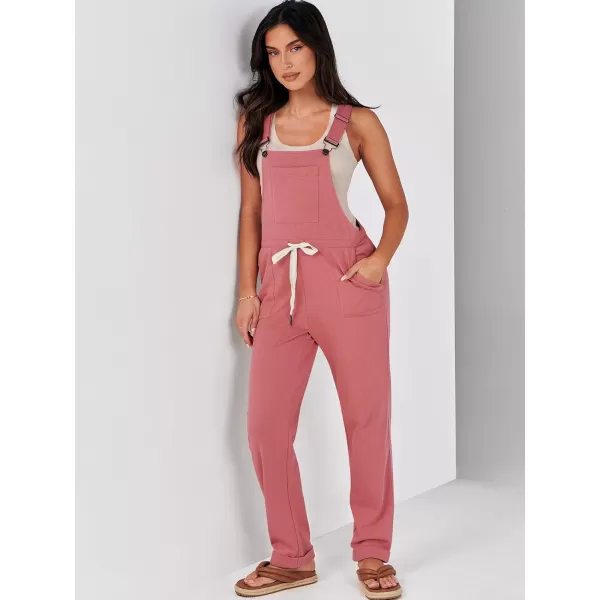 imageANRABESS Womens Overalls Jumpsuit Casual Sleeveless Adjustable Tie Straps Drawstring Jumpers Outfits with PocketsOrange