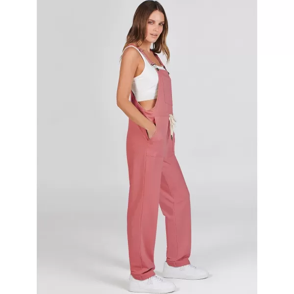 imageANRABESS Womens Overalls Jumpsuit Casual Sleeveless Adjustable Tie Straps Drawstring Jumpers Outfits with PocketsOrange