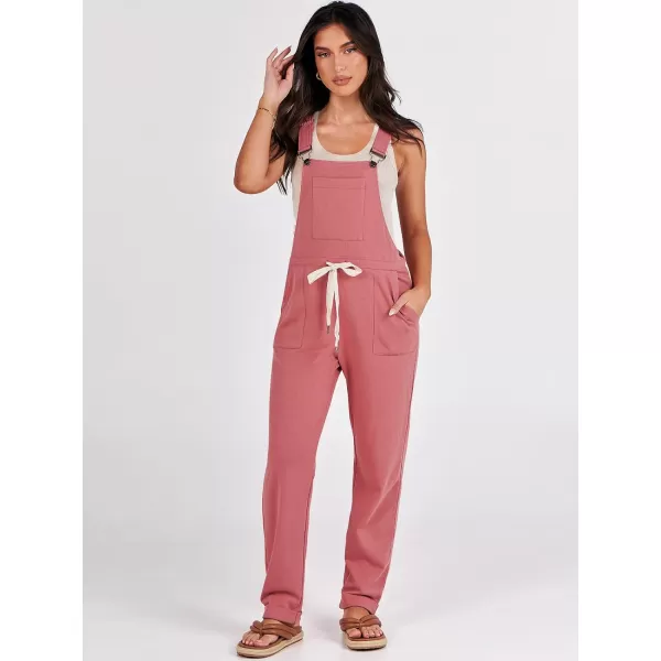 imageANRABESS Womens Overalls Jumpsuit Casual Sleeveless Adjustable Tie Straps Drawstring Jumpers Outfits with PocketsOrange