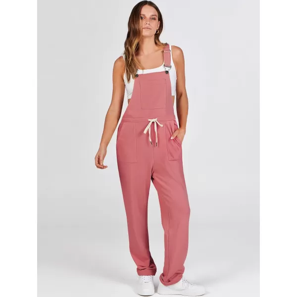 imageANRABESS Womens Overalls Jumpsuit Casual Sleeveless Adjustable Tie Straps Drawstring Jumpers Outfits with PocketsOrange