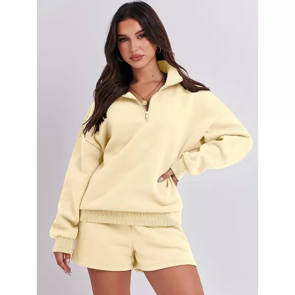 imageANRABESS Womens Oversized 2 Piece Lounge Sets Fall Outfits 2023 Long Sleeve Cozy Casual Pajamas Short Sweatsuit Sets03apricot