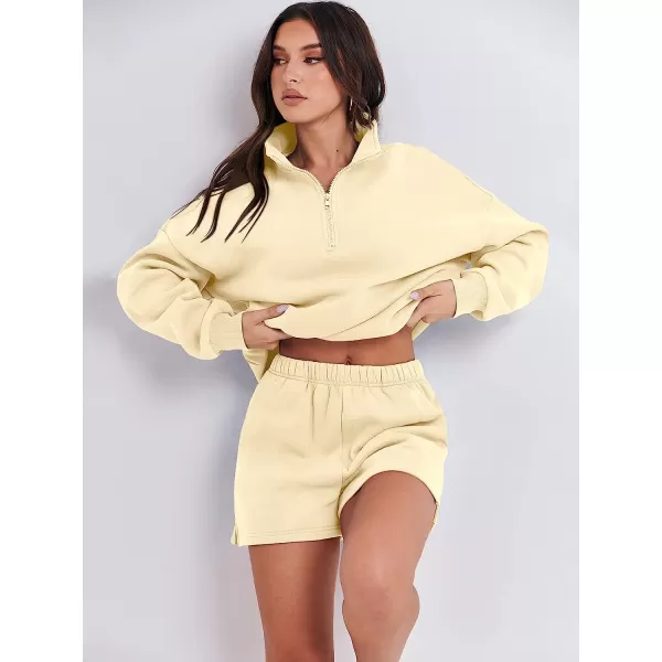 imageANRABESS Womens Oversized 2 Piece Lounge Sets Fall Outfits 2023 Long Sleeve Cozy Casual Pajamas Short Sweatsuit Sets03apricot