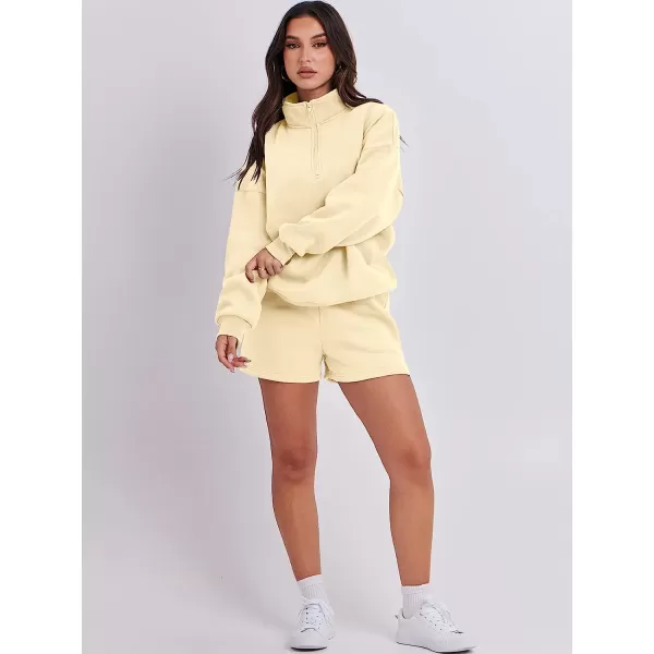 imageANRABESS Womens Oversized 2 Piece Lounge Sets Fall Outfits 2023 Long Sleeve Cozy Casual Pajamas Short Sweatsuit Sets03apricot