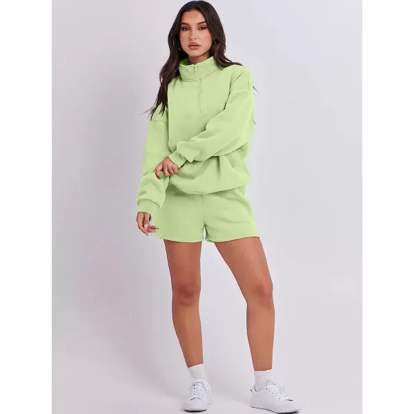imageANRABESS Womens Oversized 2 Piece Lounge Sets Fall Outfits 2023 Long Sleeve Cozy Casual Pajamas Short Sweatsuit Sets05green