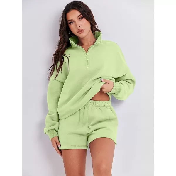 imageANRABESS Womens Oversized 2 Piece Lounge Sets Fall Outfits 2023 Long Sleeve Cozy Casual Pajamas Short Sweatsuit Sets05green