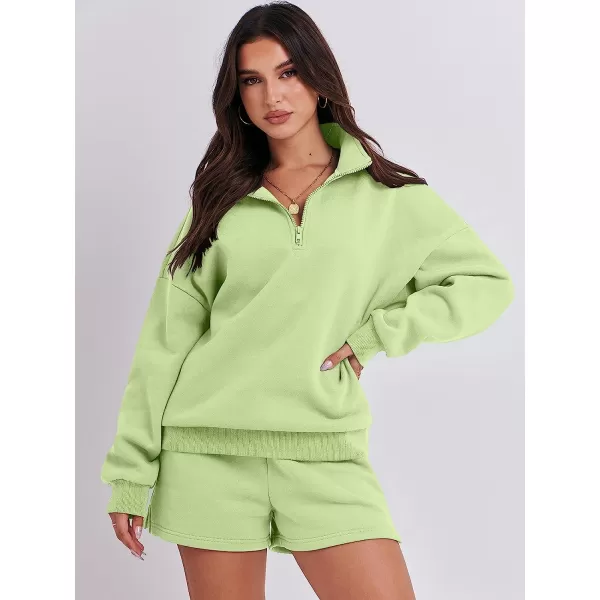 imageANRABESS Womens Oversized 2 Piece Lounge Sets Fall Outfits 2023 Long Sleeve Cozy Casual Pajamas Short Sweatsuit Sets05green