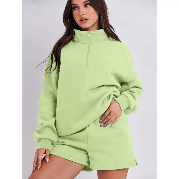 imageANRABESS Womens Oversized 2 Piece Lounge Sets Fall Outfits 2023 Long Sleeve Cozy Casual Pajamas Short Sweatsuit Sets05green